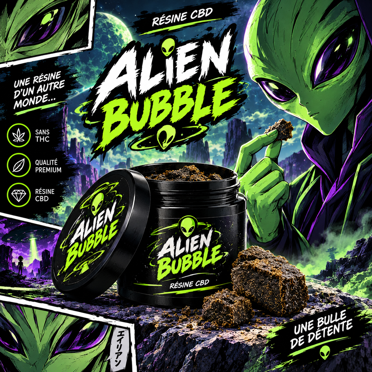 RESINE CBD ALIEN BUBBLE ULTRA PUISSANTE